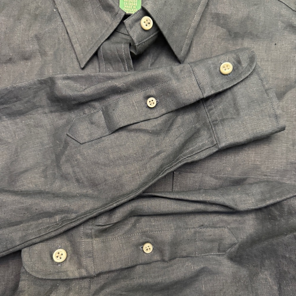 Lauren Ralph Lauren linen oxford - size M dark navy blue - Picture 6 of 6